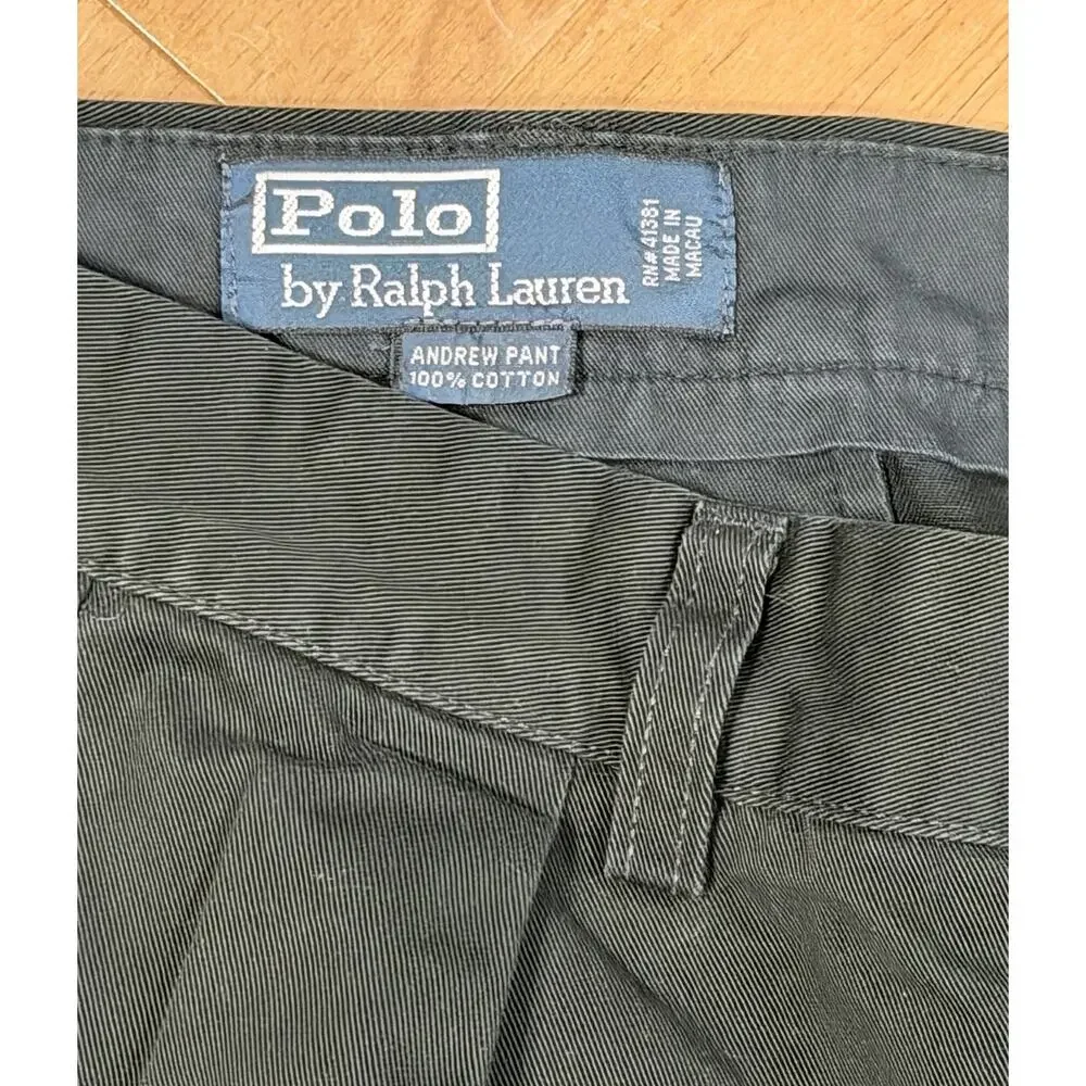 Vintage Polo Ralph Lauren Andrew Chino Pant Men 38x34 Black Preppy Old Money
